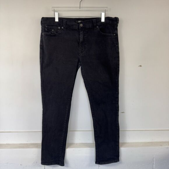 True Religion Rocco Relaxed Skinny Jeans Black Wash Flap Pockets Size 40 GUC - Picture 2 of 11
